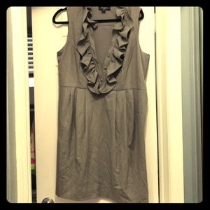Grey ruffle neck dress